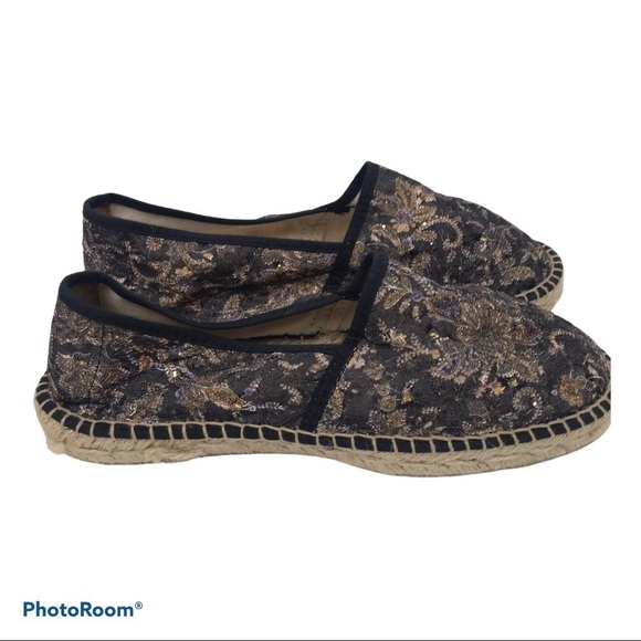 Don Quichosse Espadrille Handmade Sparkle Glitter Flats Size 37 Spain - Picture 1 of 8